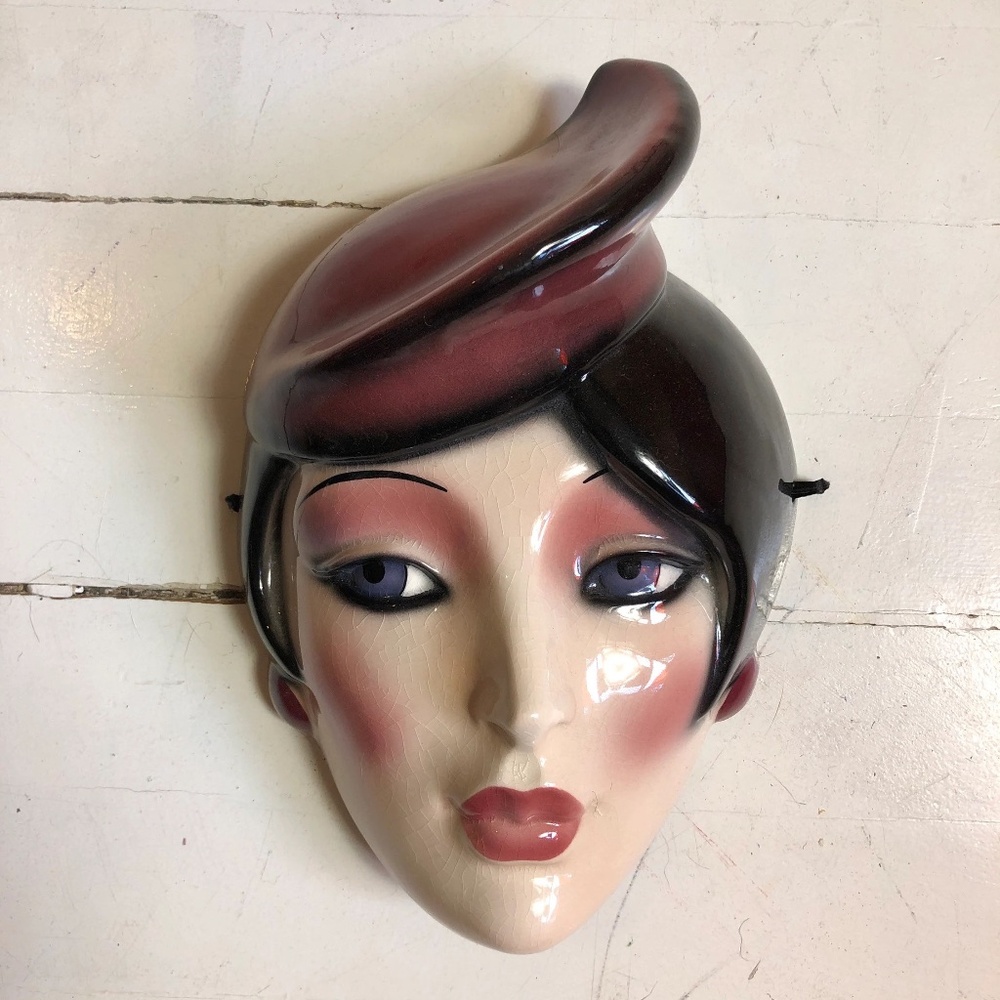 1980’s Clay Art New Wave Female Wall Plaque